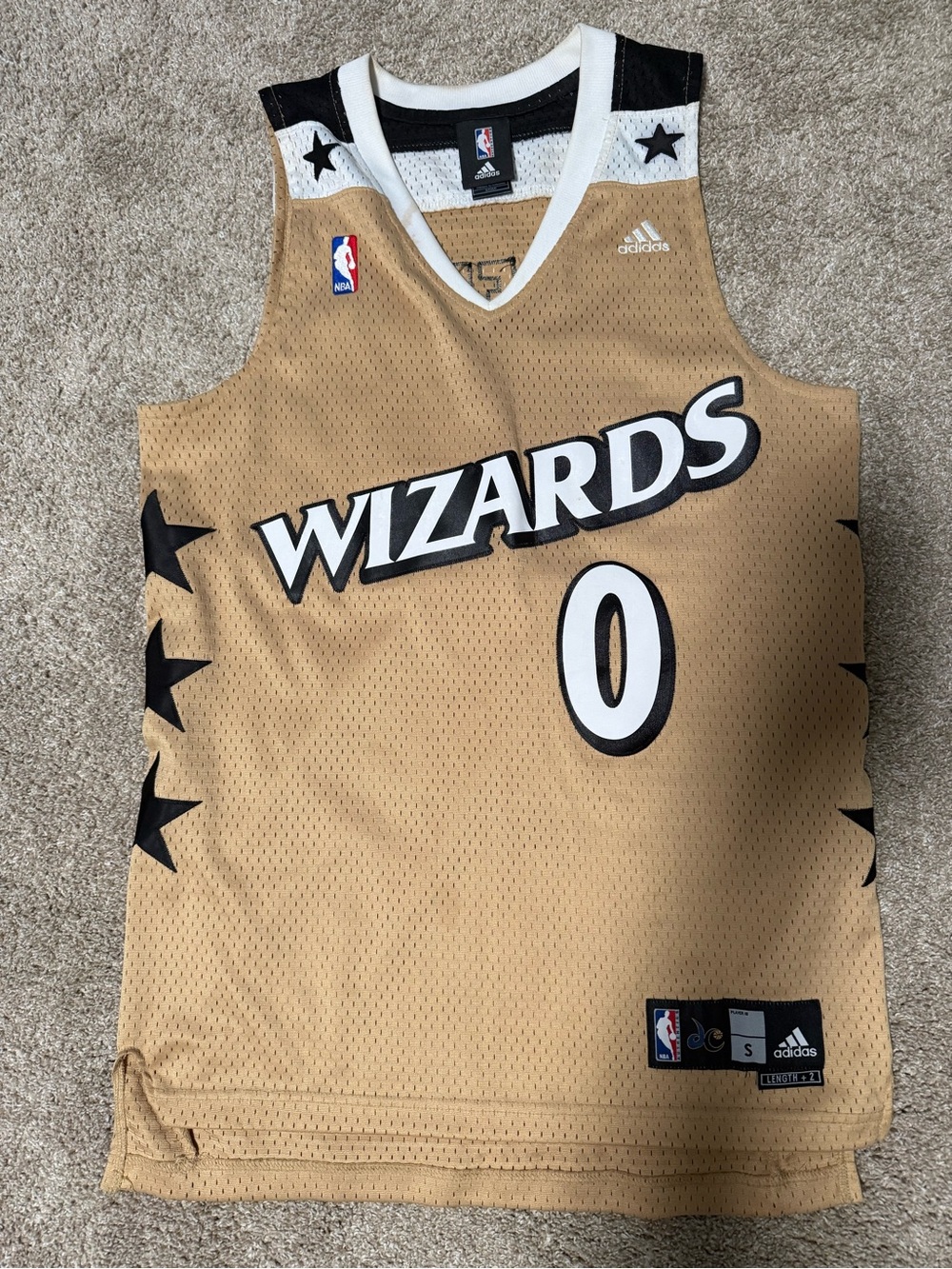 Adidas Gilbert Arenas Wizards Gold #0 NBA Replica Jersey